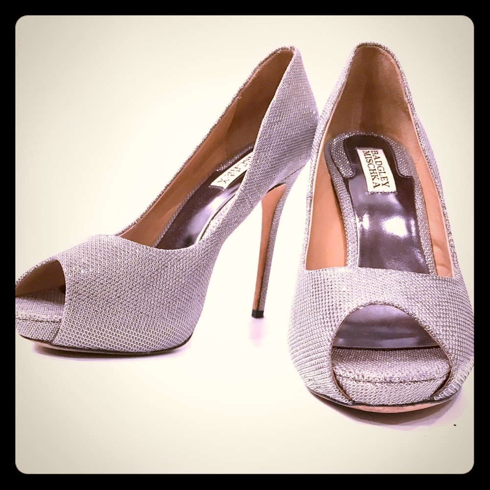 Metallic Peep Toe Pump Badgley Mischka Sz 9